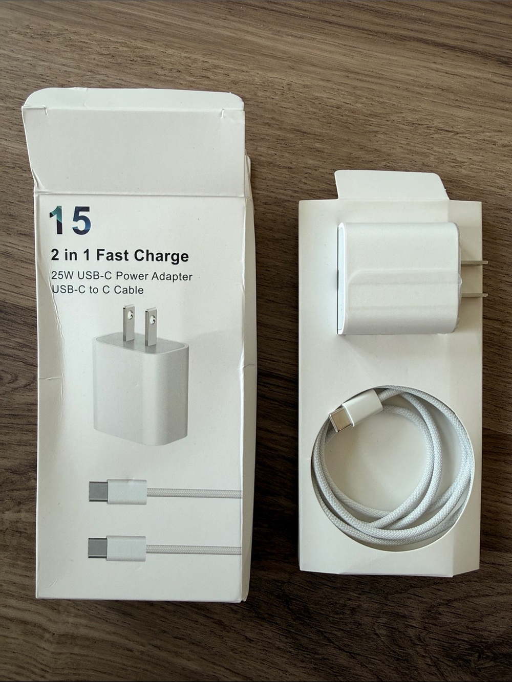 NEW 25W USB-C Fast Charge Wall Power Adapter with USB-C to C Braided Woven Cable